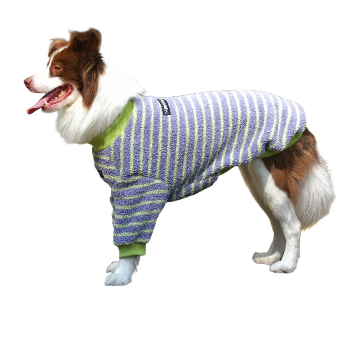 Stripe Dog Sweater Warm Fleece Hoodies Winter Dog Clothes for Medium Large Dogs, Long Sleeve Pullover Coat Pet Apparel