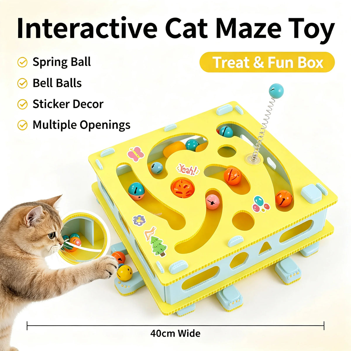 Cat Toy Digging Maze Game Bell Balls Spring Teaser Interactive Boredom Relief Exercise Pet Kitten Indoor Washable Multi Cat