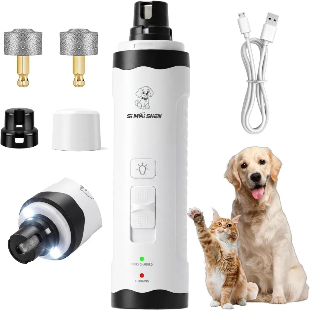 New Dog Nail Clippers With LED Light Low Noise Pet Nail Clipper Electric Grooming Trimmer Cat Dog Nail Grinder Rechargeable USB