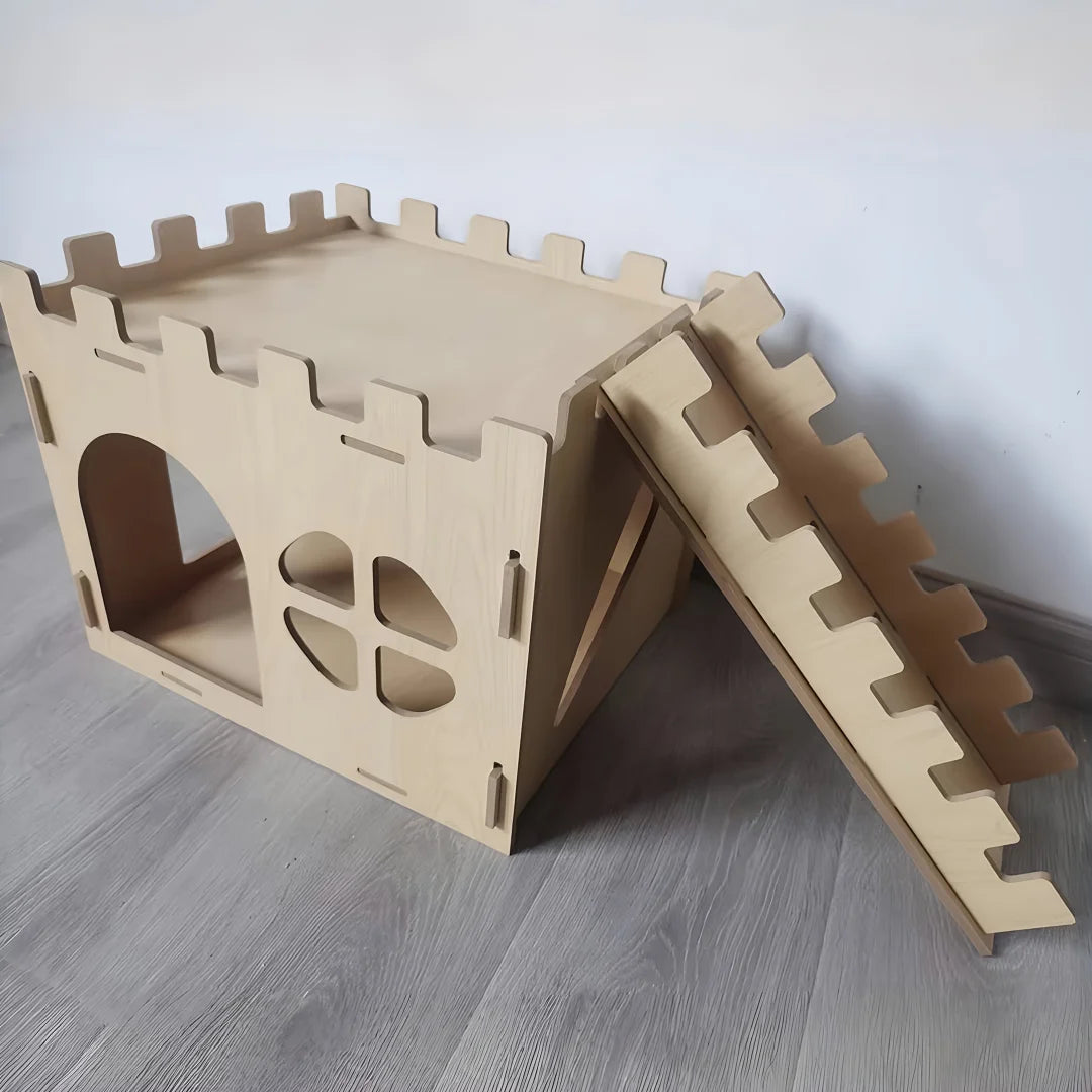 Detachable Rabbit Castle Hiding Place Wood Evading House Toy Decoration for Guinea Pig Rabbit Totoro Hedgehog