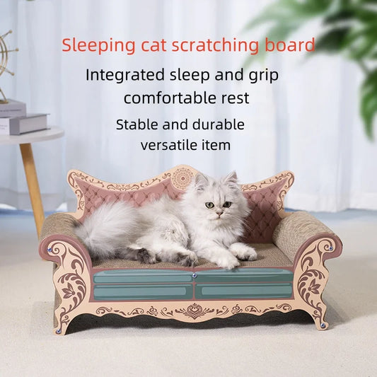 Cat scratch board, cat nest sofa, cat bed integrated, L-shaped vertical, wear-resistant, non shedding, irregular circular, large