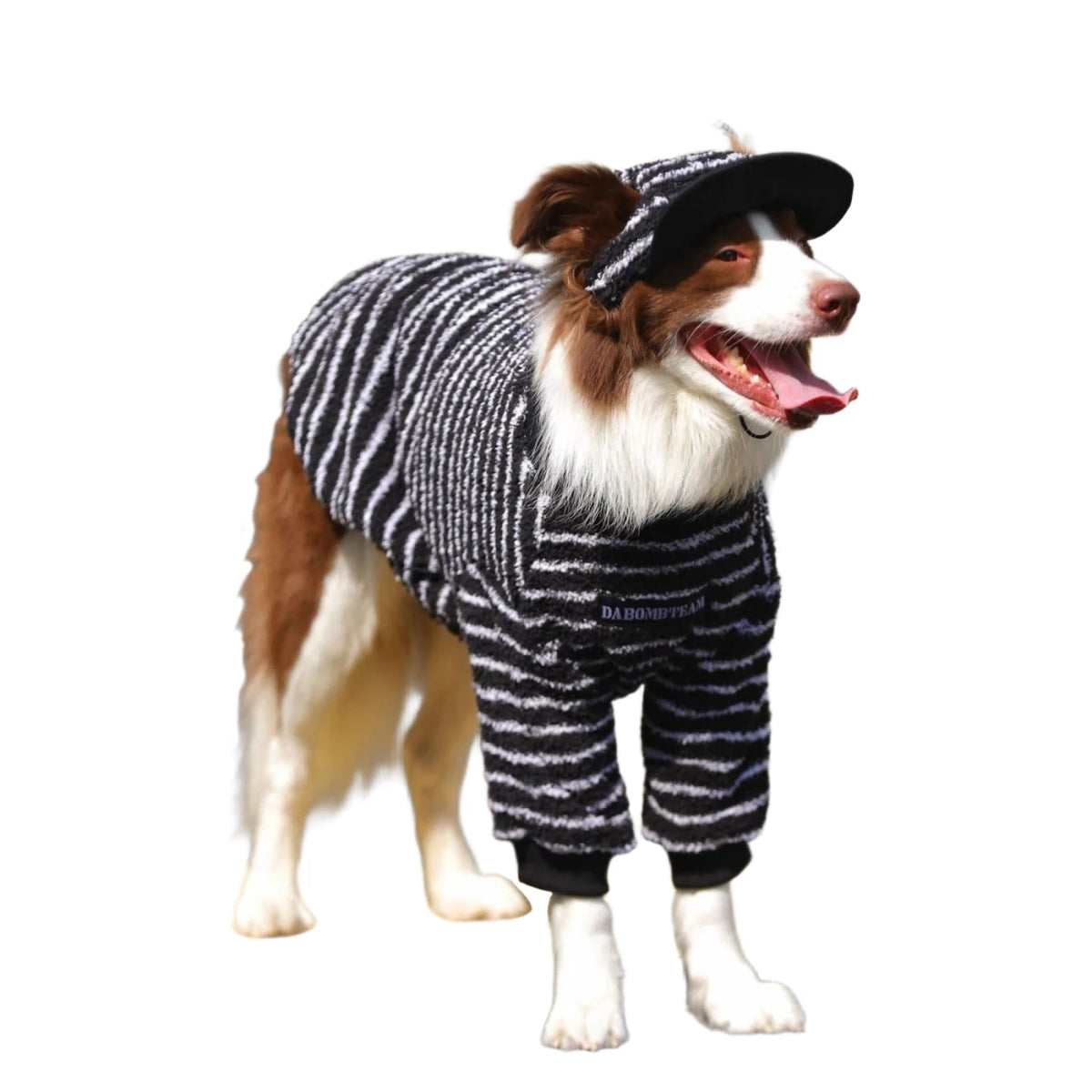 Stripe Dog Sweater Warm Fleece Hoodies Winter Dog Clothes for Medium Large Dogs, Long Sleeve Pullover Coat Pet Apparel