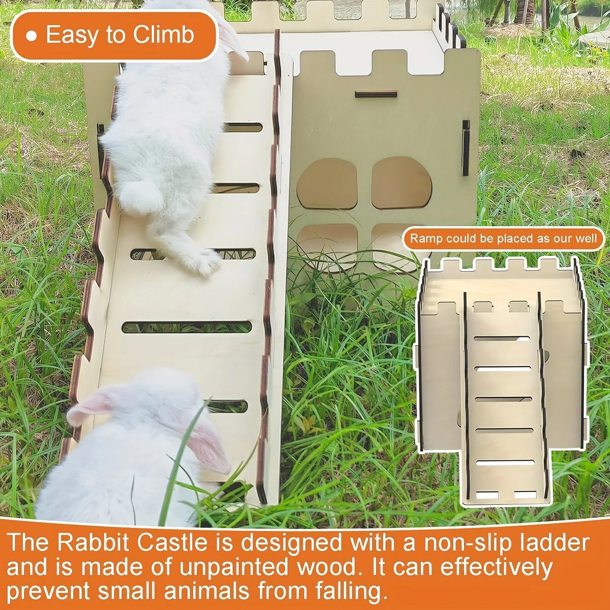 Detachable Rabbit Castle Hiding Place Wood Evading House Toy Decoration for Guinea Pig Rabbit Totoro Hedgehog
