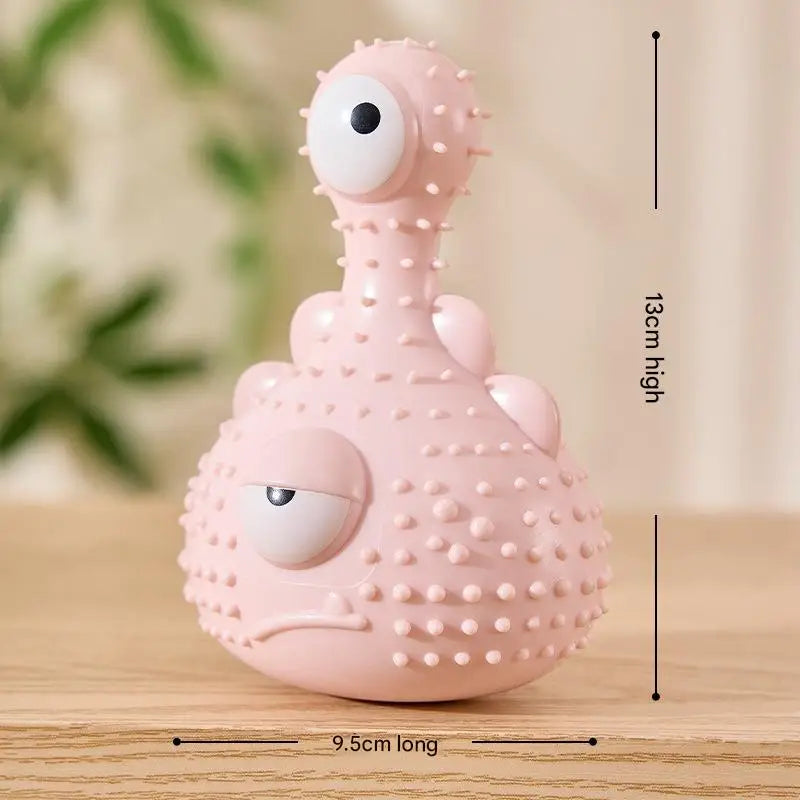 Dog Chew Toy Monster Squeaky Tooth Cleaning Teething Puppy Durable Soft Silicone Aggressive Chewers Easy Clean Pet Interactive