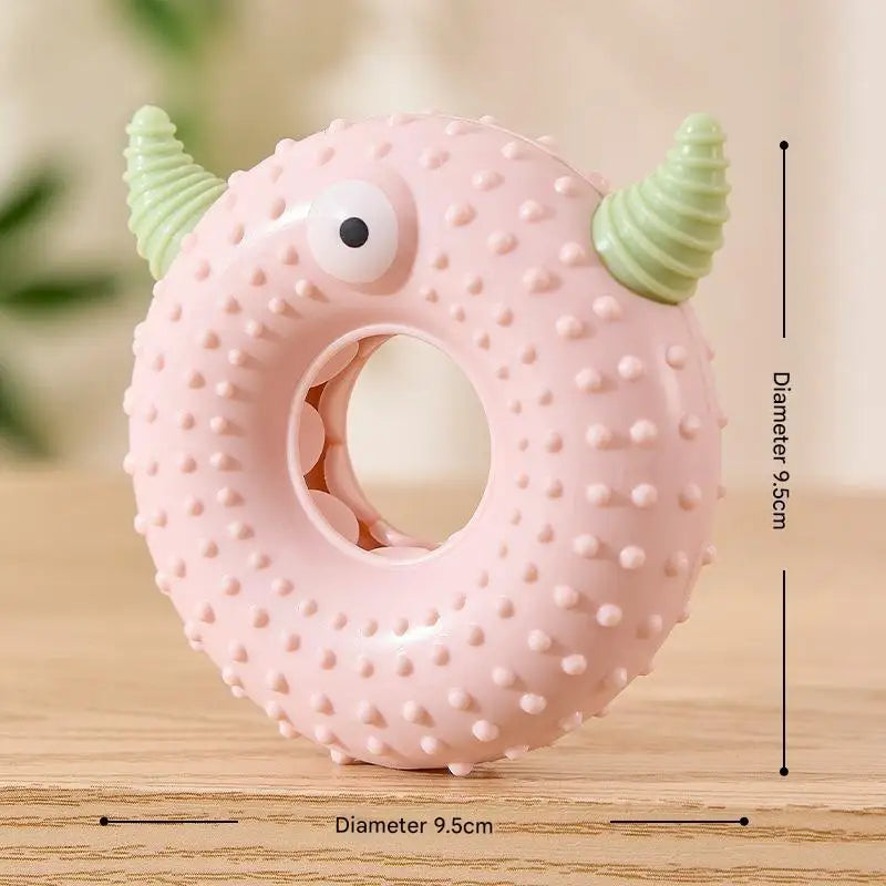 Dog Chew Toy Monster Squeaky Tooth Cleaning Teething Puppy Durable Soft Silicone Aggressive Chewers Easy Clean Pet Interactive