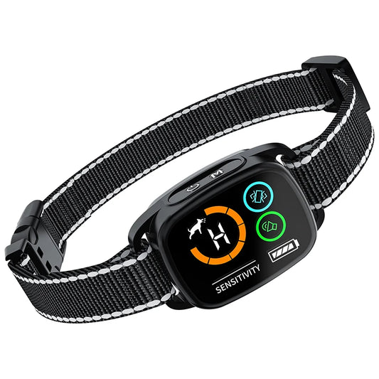 Pet Dog Bark Collar Features Sound Vibration Function IP67 Waterproof Rating Dual Motor Vibration LED Color Display Rechargeable