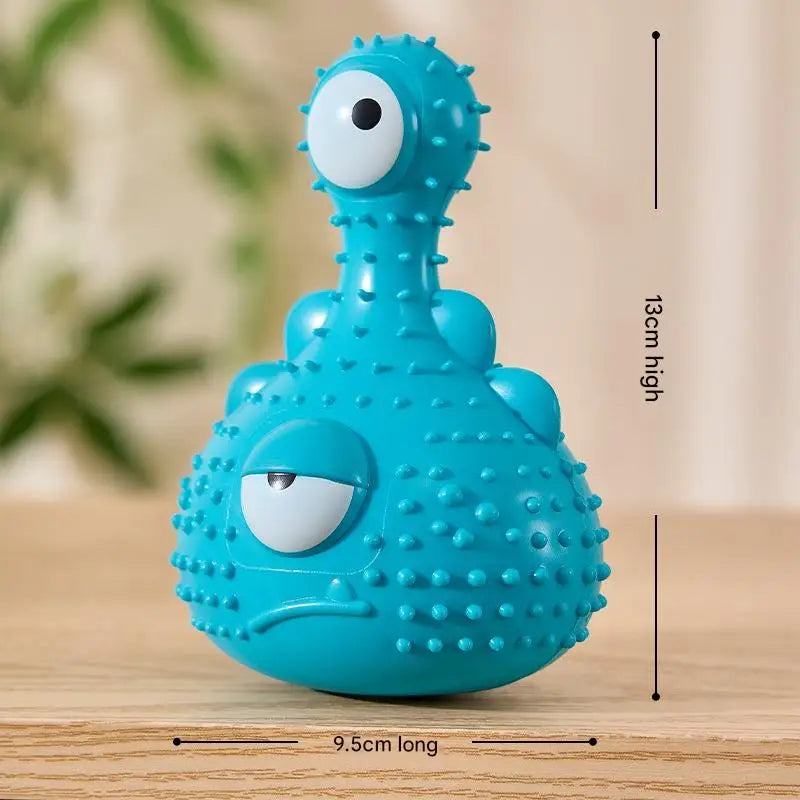 Dog Chew Toy Monster Squeaky Tooth Cleaning Teething Puppy Durable Soft Silicone Aggressive Chewers Easy Clean Pet Interactive