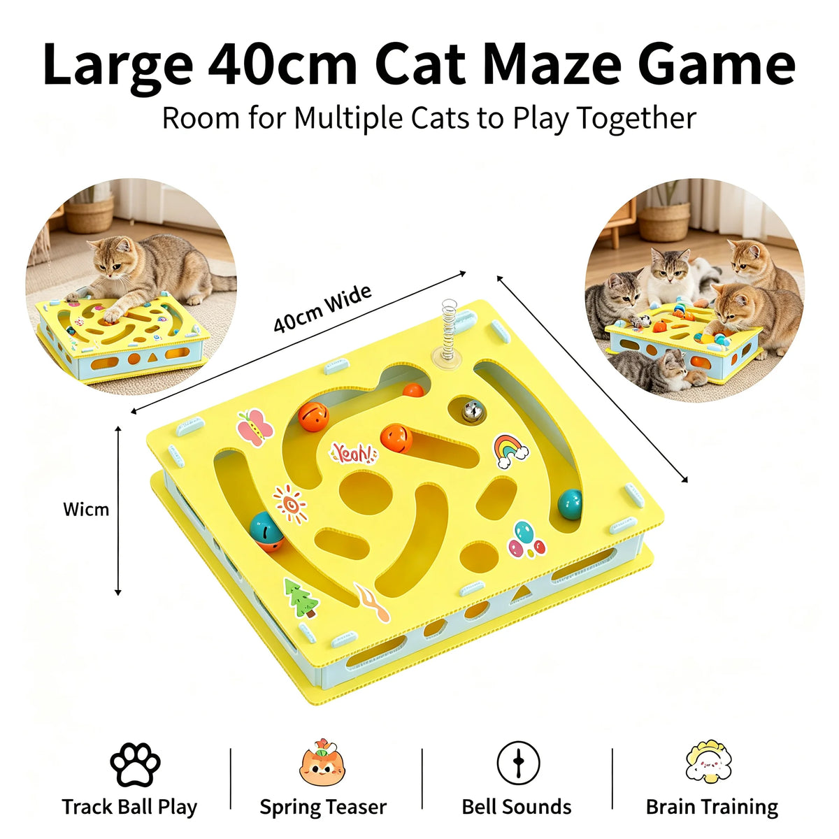 Cat Toy Digging Maze Game Bell Balls Spring Teaser Interactive Boredom Relief Exercise Pet Kitten Indoor Washable Multi Cat