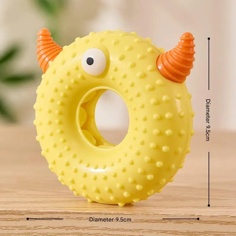 Dog Chew Toy Monster Squeaky Tooth Cleaning Teething Puppy Durable Soft Silicone Aggressive Chewers Easy Clean Pet Interactive