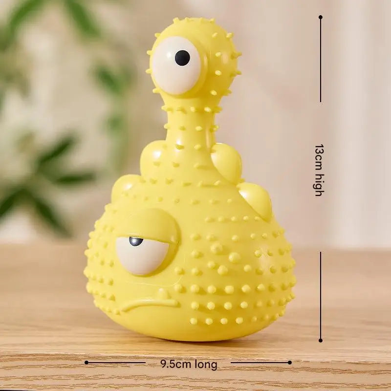 Dog Chew Toy Monster Squeaky Tooth Cleaning Teething Puppy Durable Soft Silicone Aggressive Chewers Easy Clean Pet Interactive