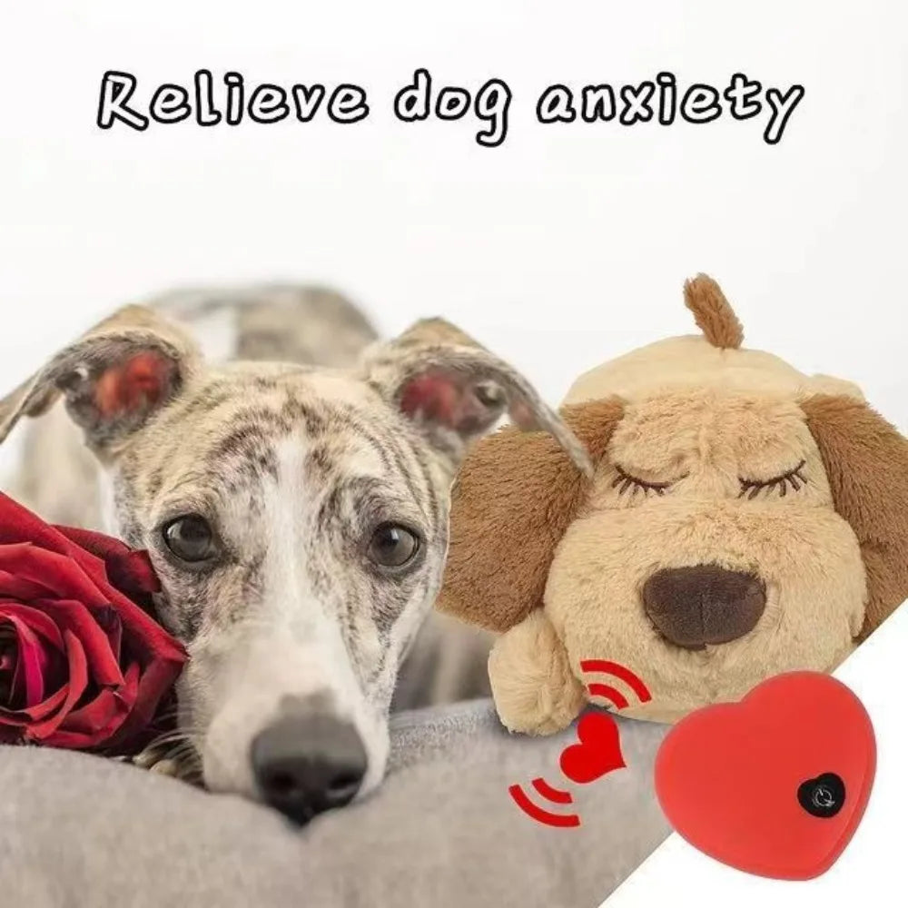 Sleep Aid Dog Heartbeat Toy Anxiety Relief Behavioral Training Lying Dog Fidget Toy Soft Stuffed Animal Puppy Plush Doll