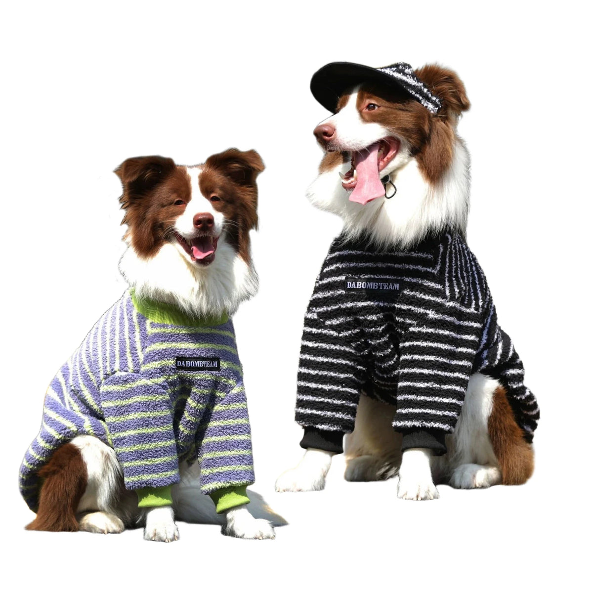 Stripe Dog Sweater Warm Fleece Hoodies Winter Dog Clothes for Medium Large Dogs, Long Sleeve Pullover Coat Pet Apparel
